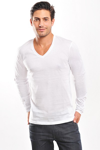 Wasabi V-Neck Basic Longshirt white