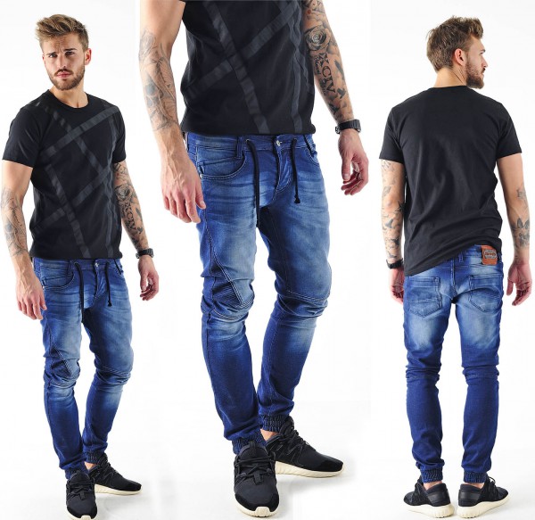 VSCT Clubwear Ninja Cuffed Jeans Blue Stoned