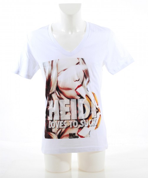 H.A.M V-NECK Shirt HEIDI SUCKS white