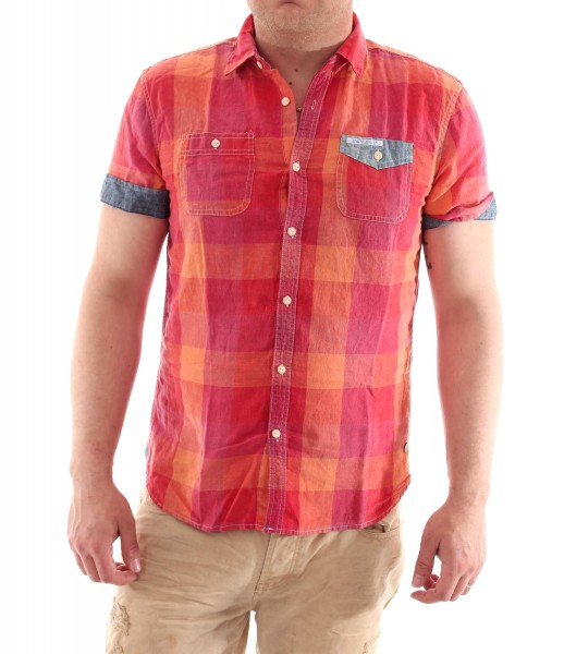 Scotch &amp; Soda Multicoloured block-check s/s shirt